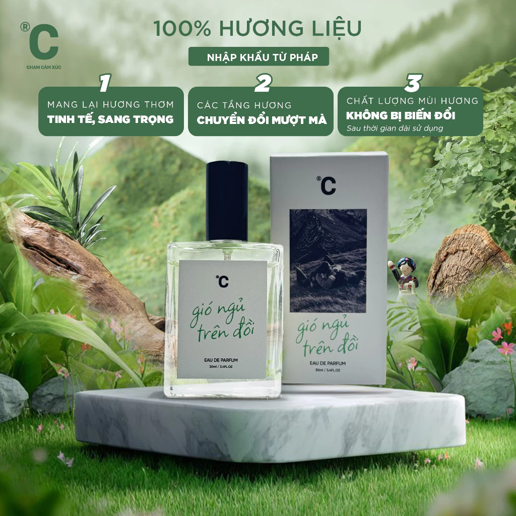 nước hoa mùi unisex chamvn gió ngủ trên Đồi, nước hoa thơm hương matcha tươi mát, an nhiên, sảng khoái, dễ chịu