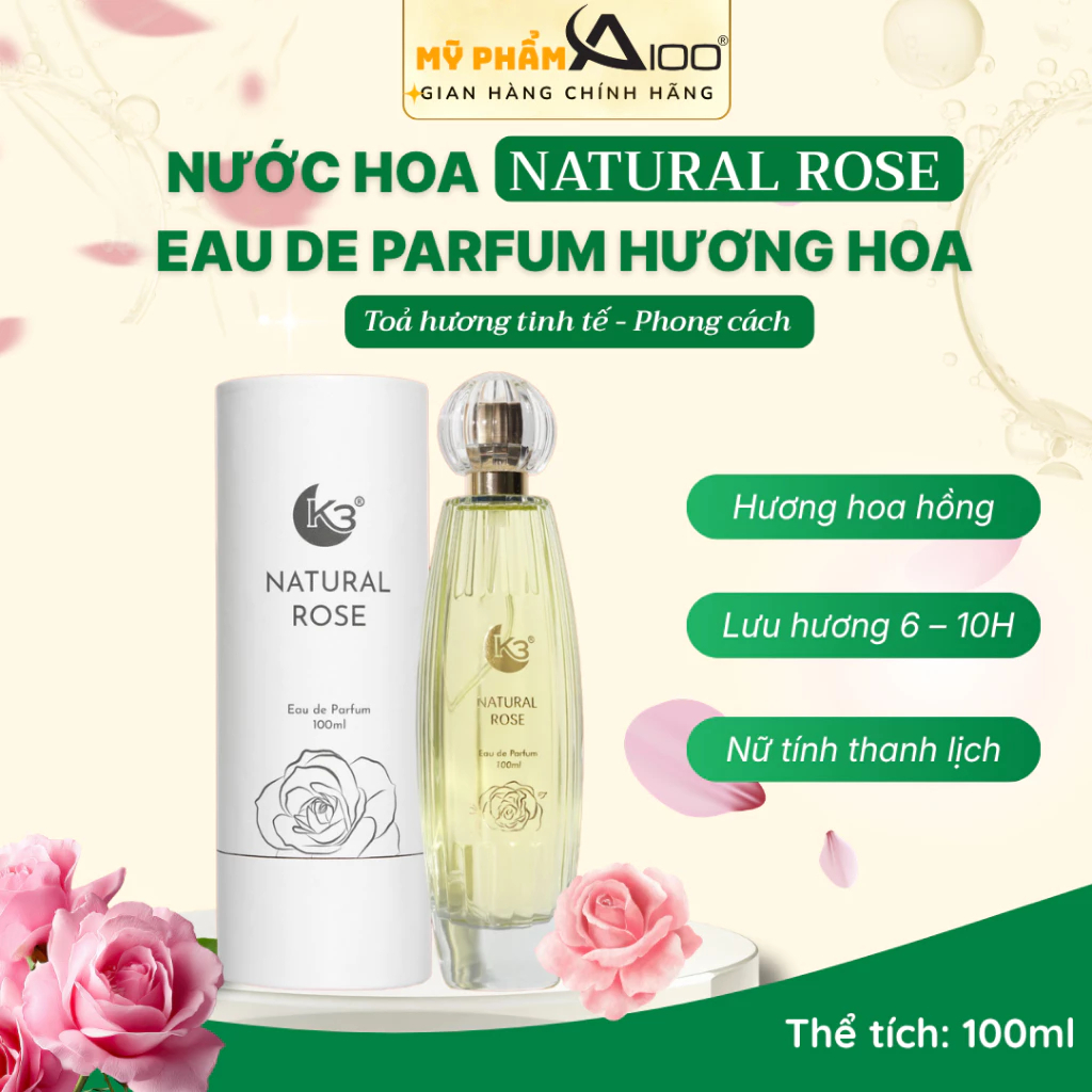 nước hoa natural rose 100ml eau de parfum hương hoa hồng tự nhiên, thanh lịch