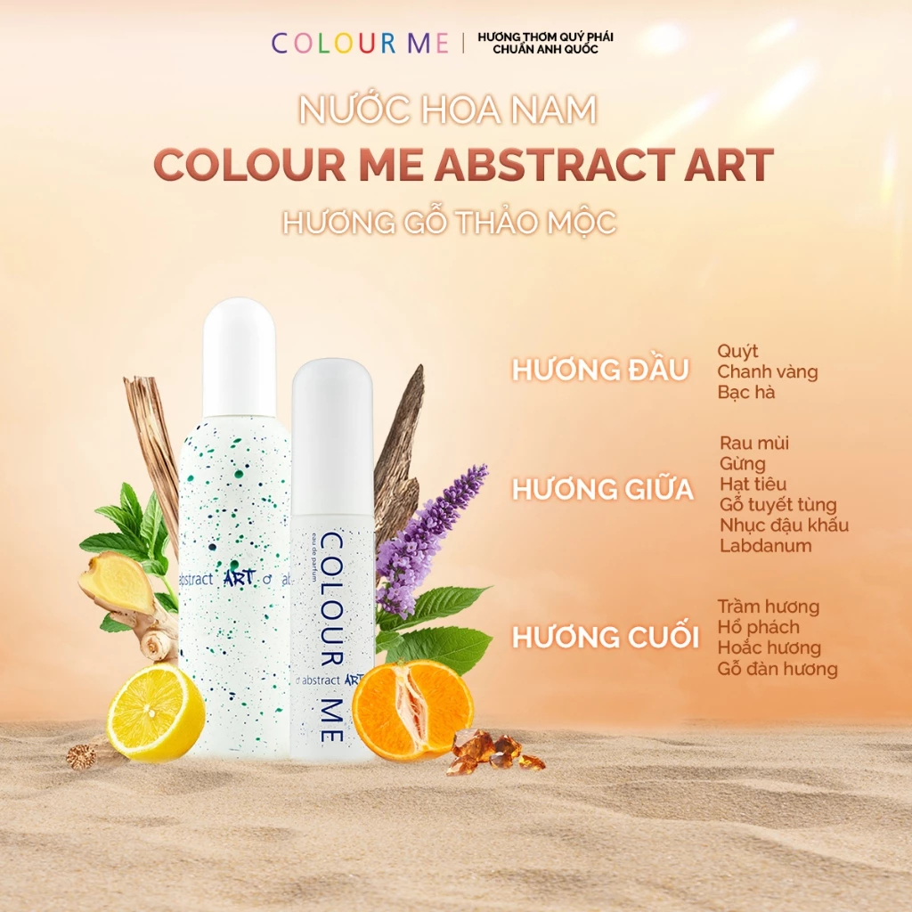 nước hoa nam colour me abstract art edp hương gỗ thảo mộc nam tính, mạnh mẽ, tươi mát