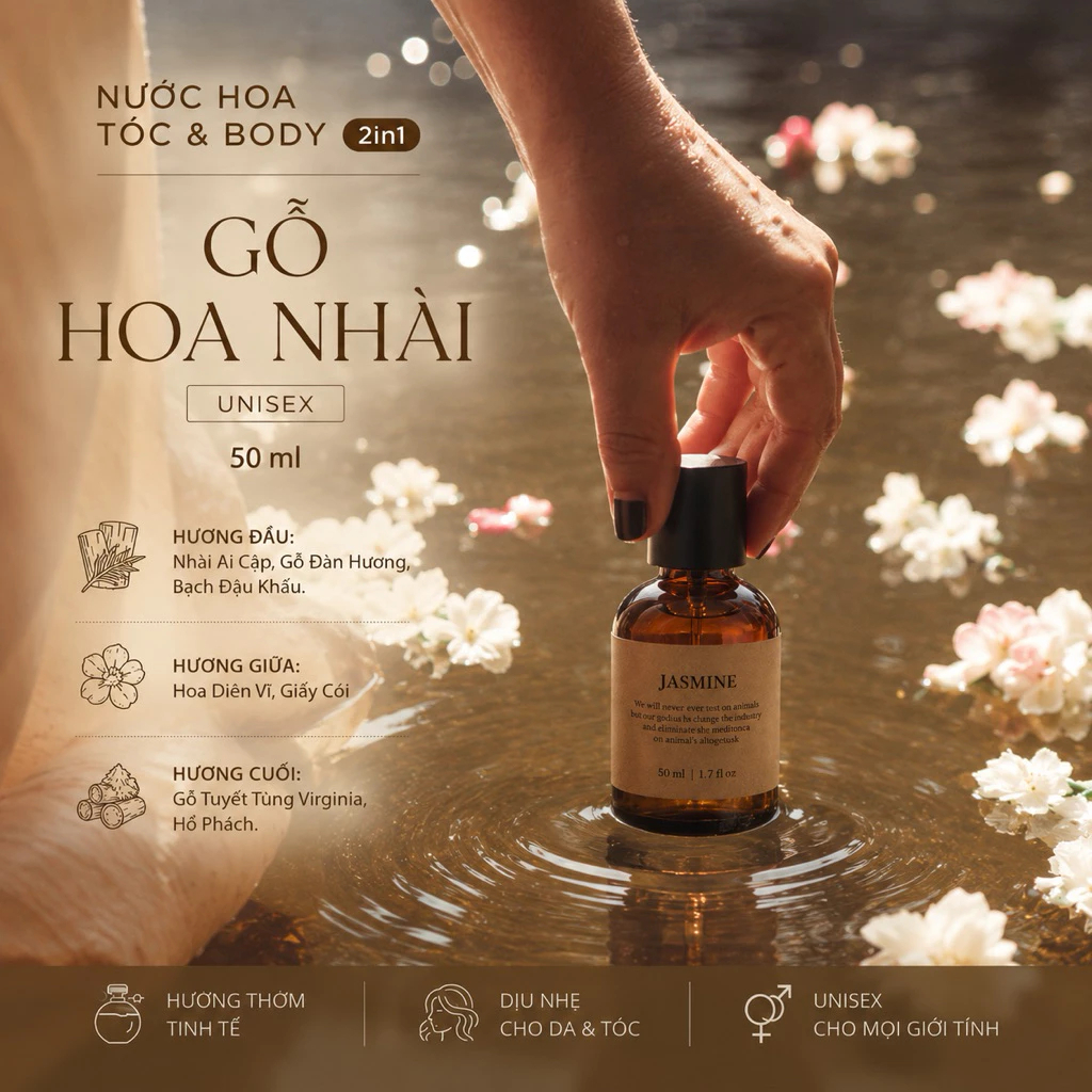 nƯỚc hoa tÓc & body 2in1 gỗ hoa nhài (unisex)