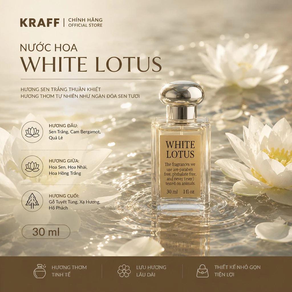 nƯỚc hoa white lotus mÙi hoa sen trẮng thuẦn khiẾt (unisex)